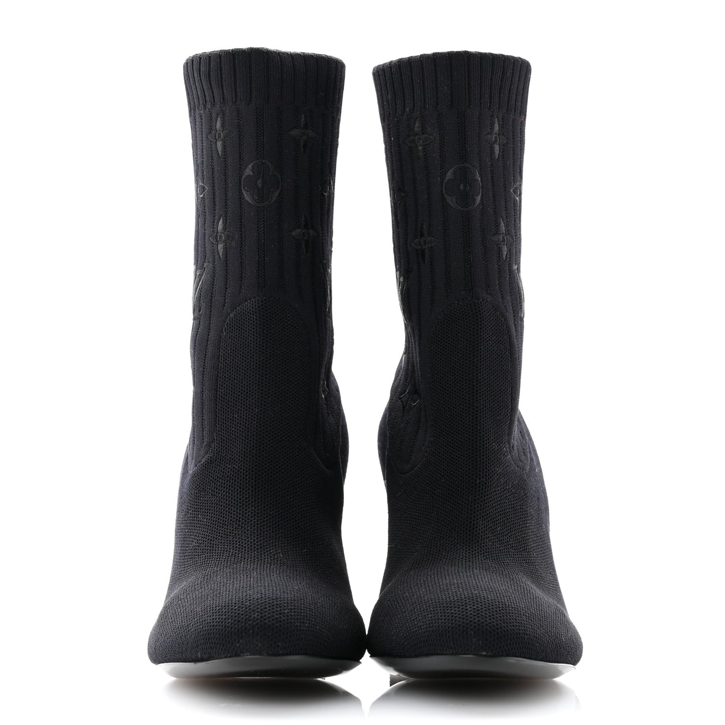 Monogram Stretch Fabric Silhouette Ankle Boots 40 Black