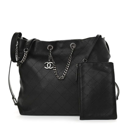 Chanel Calfskin Stitched Large Hobo Black 1 of 9