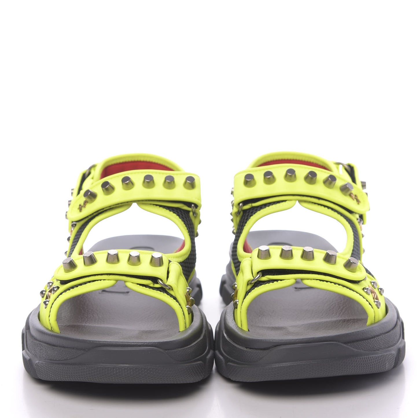 Technical Canvas Calfskin Studded Mens Aguru Sandals 11 Neon Yellow