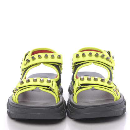 Gucci Technical Canvas Calfskin Studded Mens Aguru Sandals 11 Neon Yellow 2 of 7