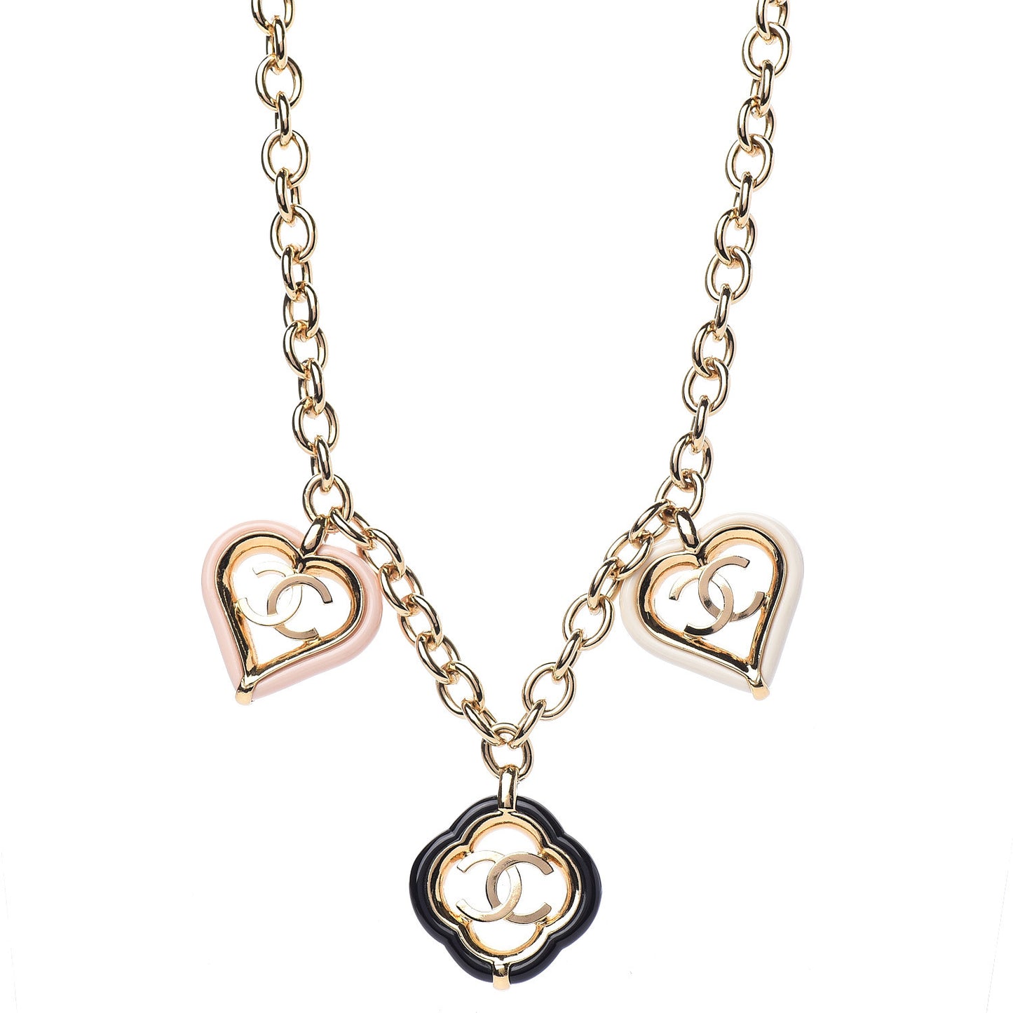 Resin Love And Clovers Charm Necklace Gold Multicolor
