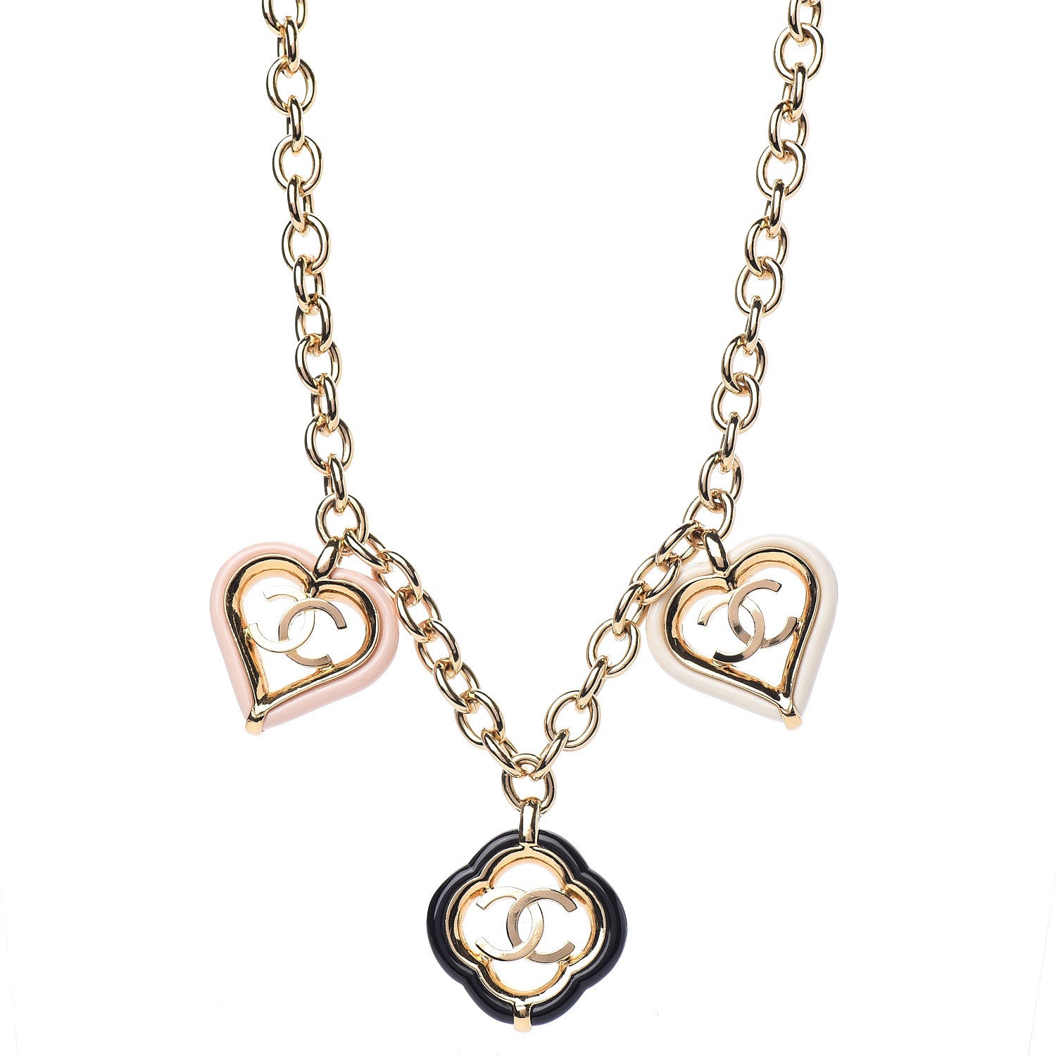 Chanel Resin Love And Clovers Charm Necklace Gold Multicolor 1 of 4