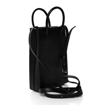 Balenciaga Squared Calfskin Logo Shopping Phone Holder Bag Black 3 of 12
