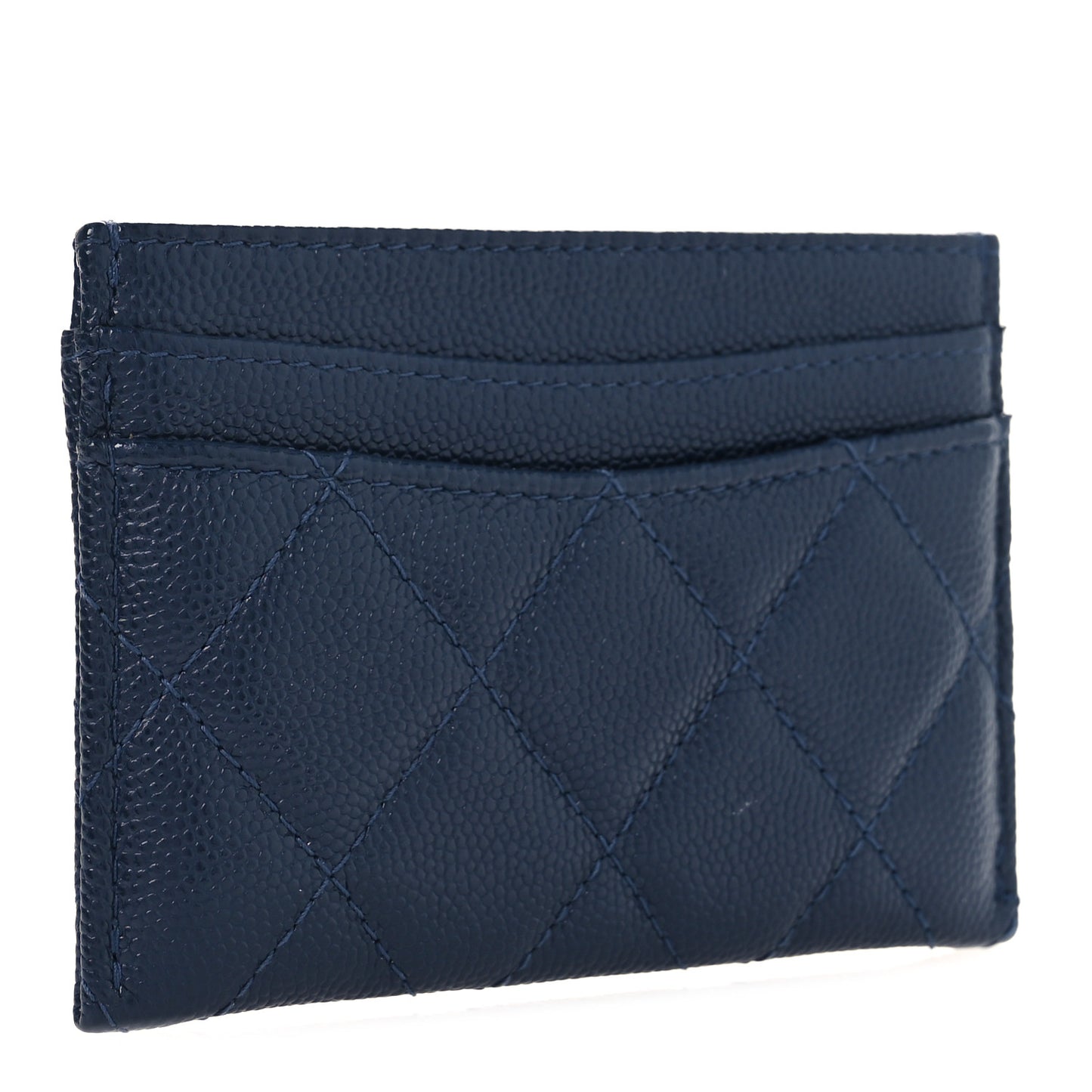 Caviar Quilted Card Holder Navy
