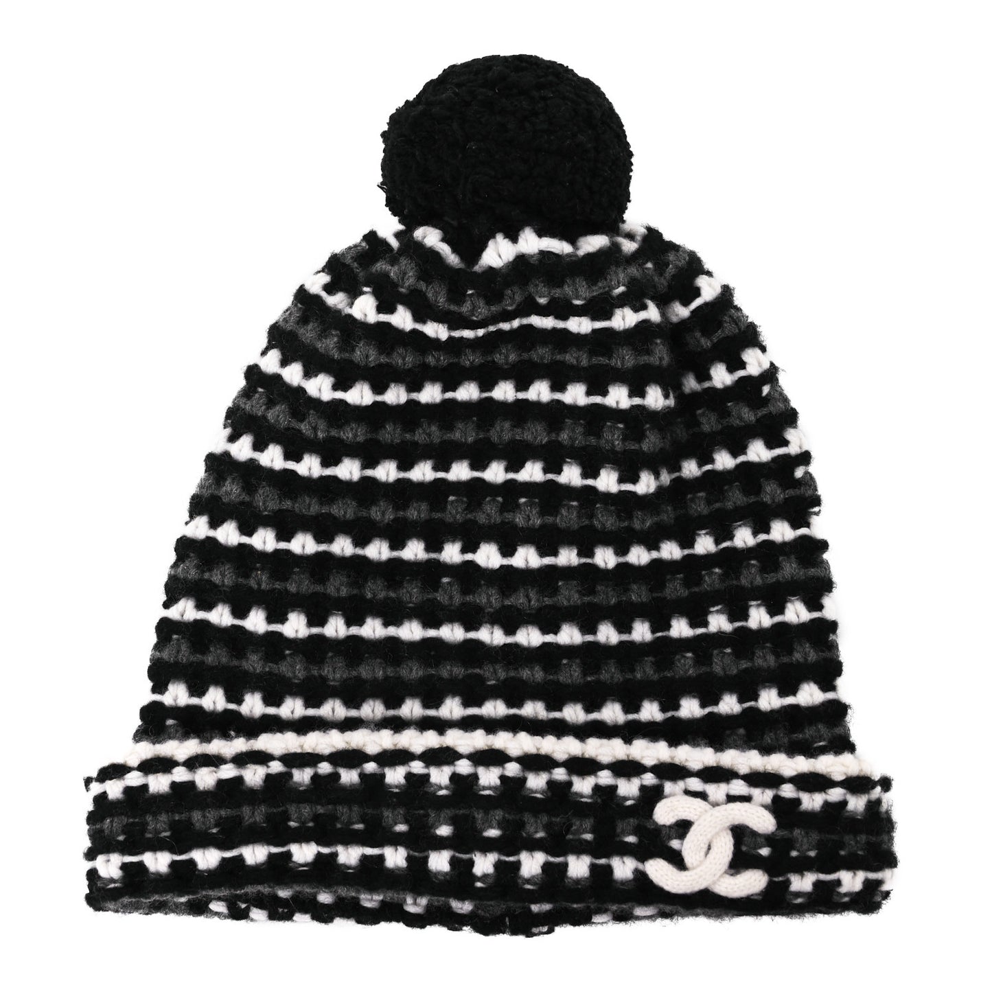 Cashmere CC Beanie Hat Black White Grey
