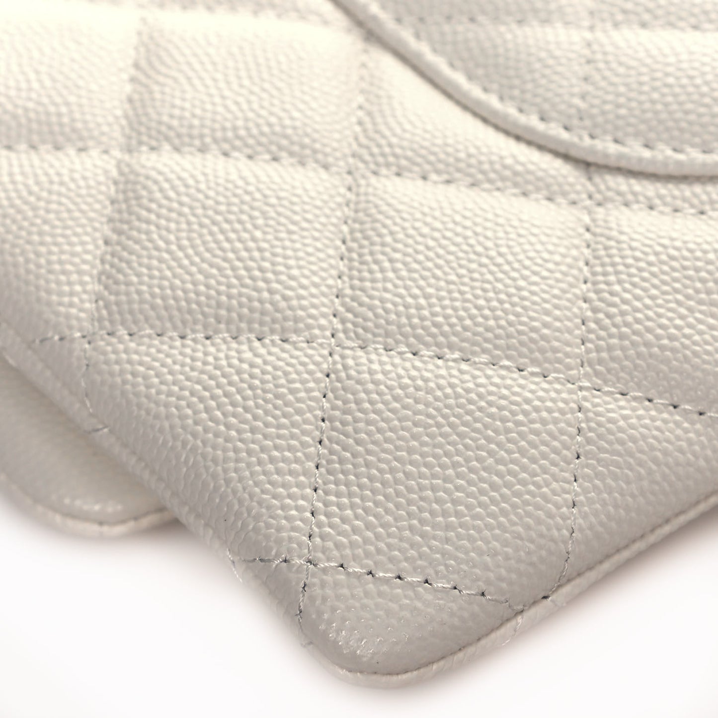 Caviar Quilted Flap Clutch White