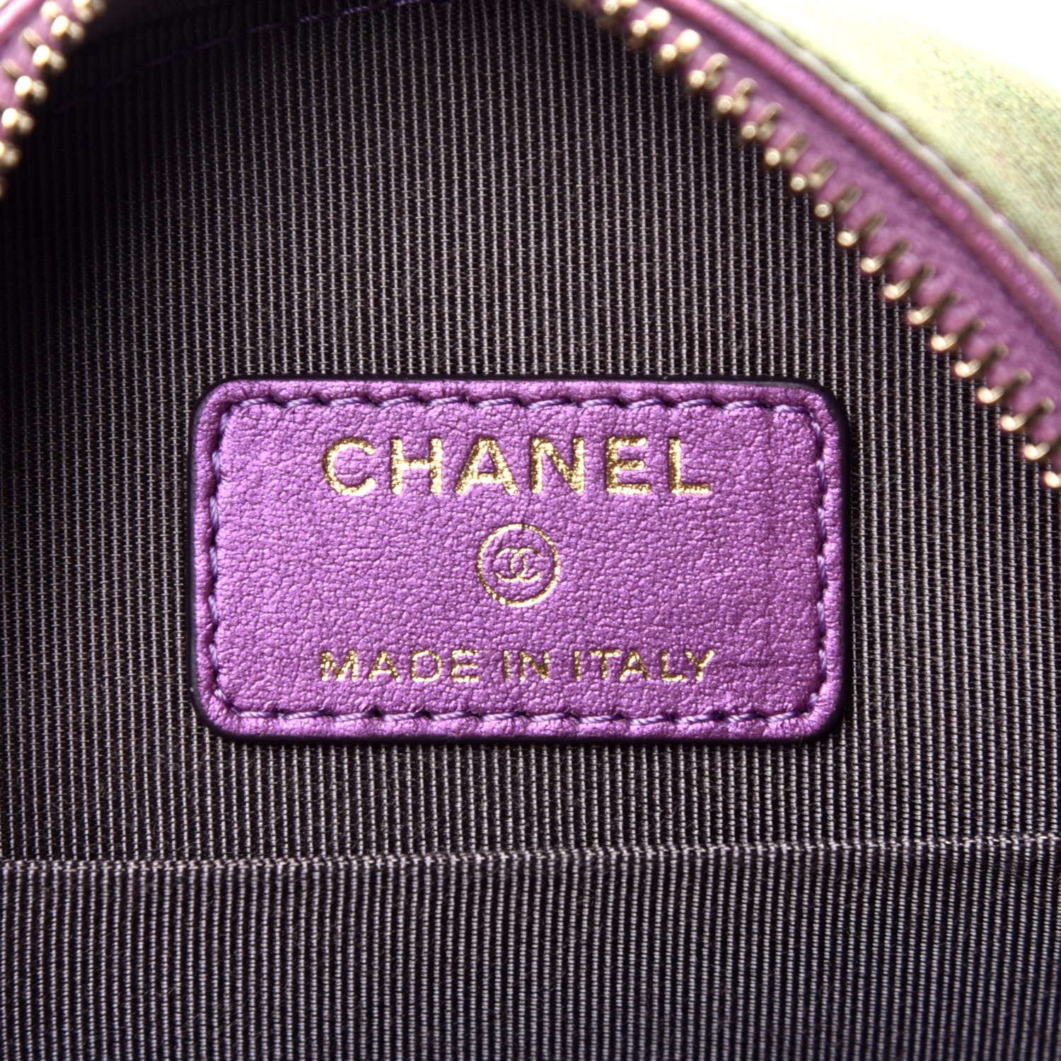Chanel Iridescent Lambskin Quilted Round Clutch With Chain Purple 6 of 9