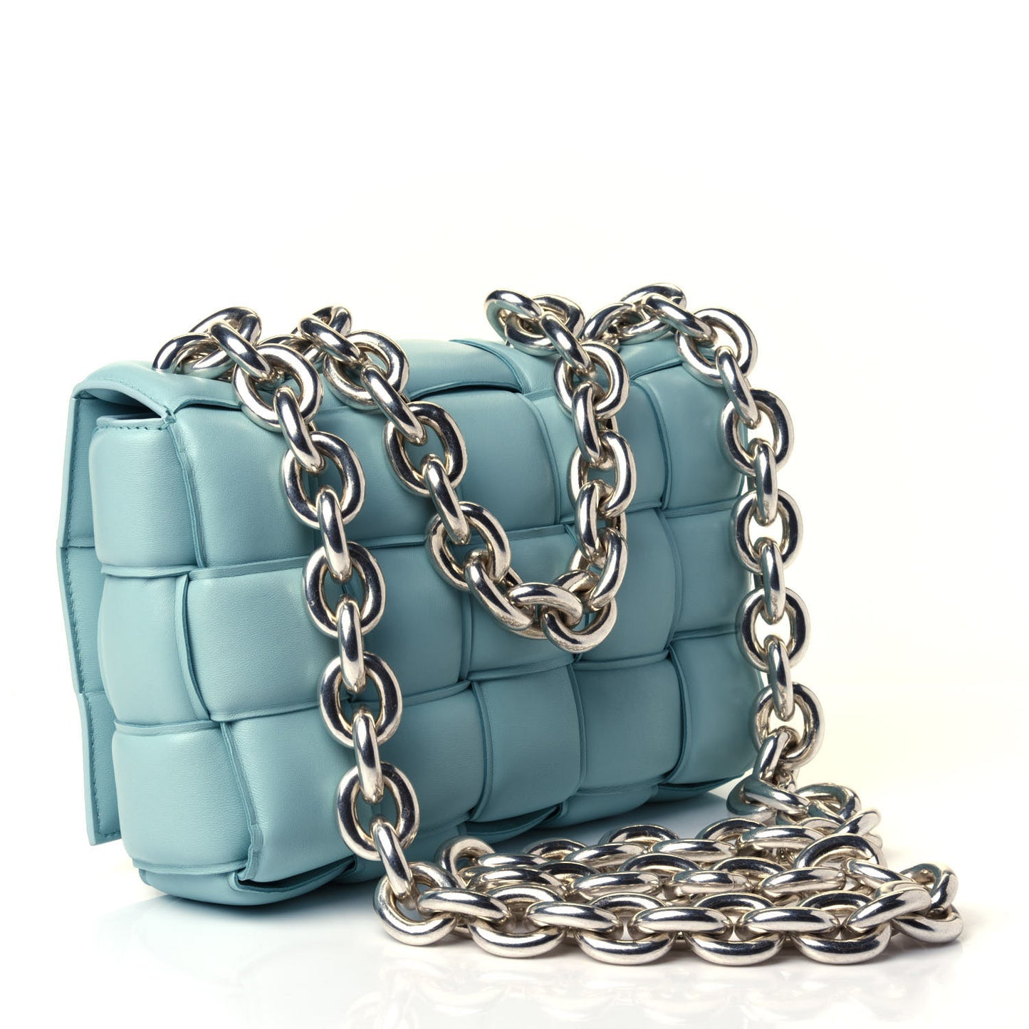 Lambskin Maxi Intreccio Padded Chain Cassette Crossbody Bag Spearmint