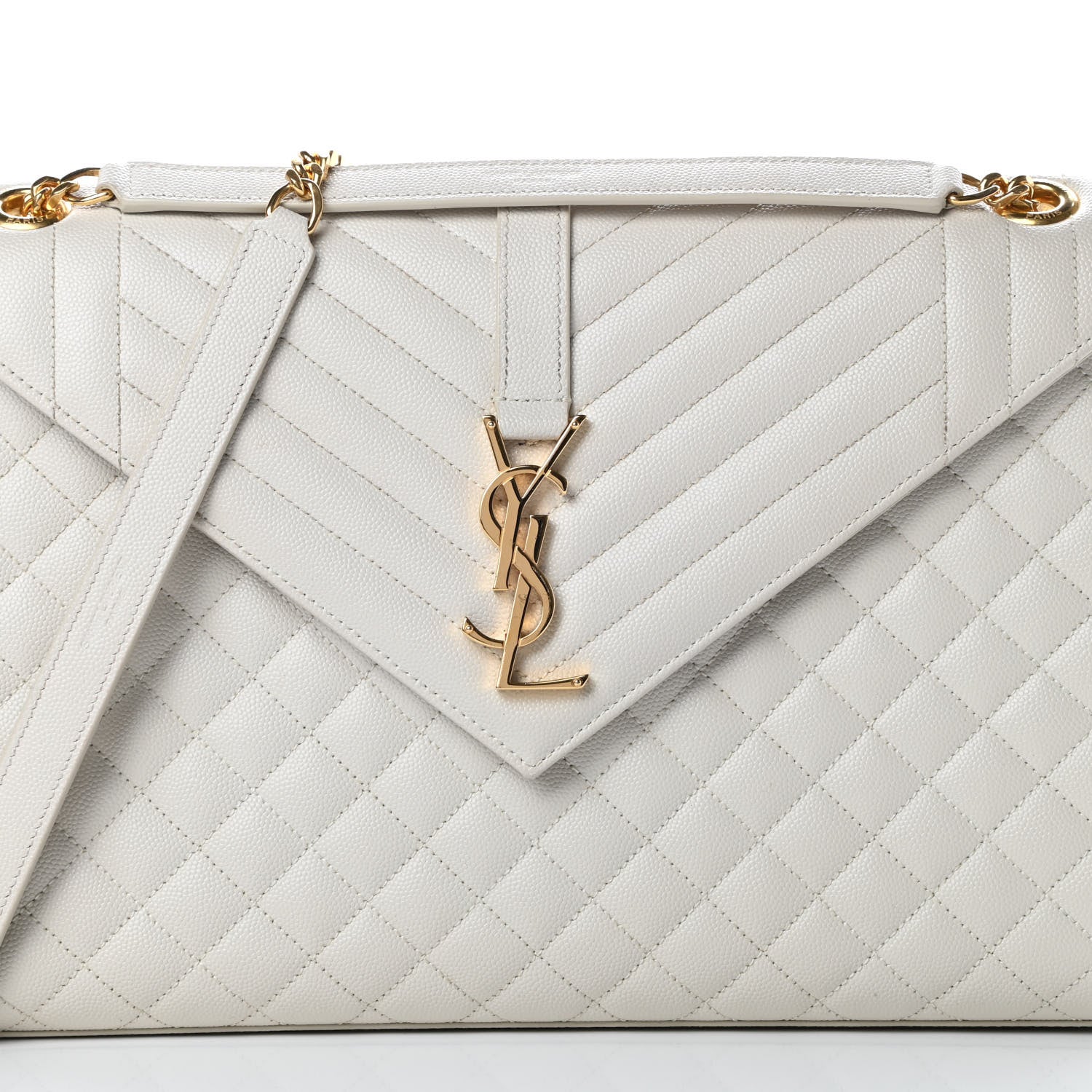Saint Laurent Grain De Poudre Textured Mixed Matelasse Large Triquilt Monogram Satchel Porcellana 9 of 13