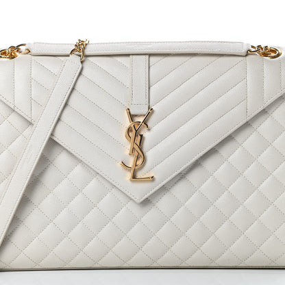 Saint Laurent Grain De Poudre Textured Mixed Matelasse Large Triquilt Monogram Satchel Porcellana 9 of 13