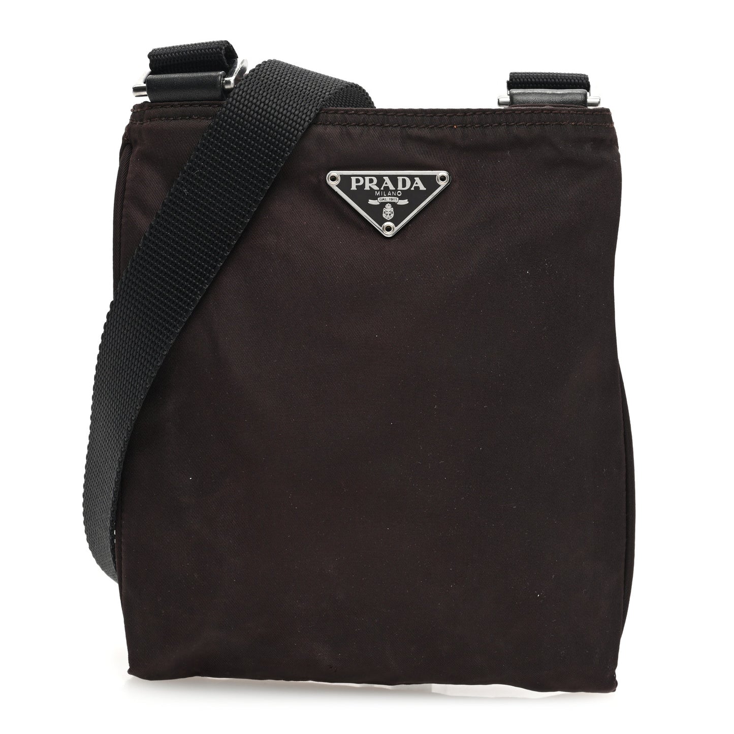 Tessuto Nylon Small Flat Messenger Bag Brown