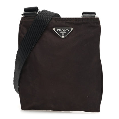 Prada Tessuto Nylon Small Flat Messenger Bag Brown 1 of 9