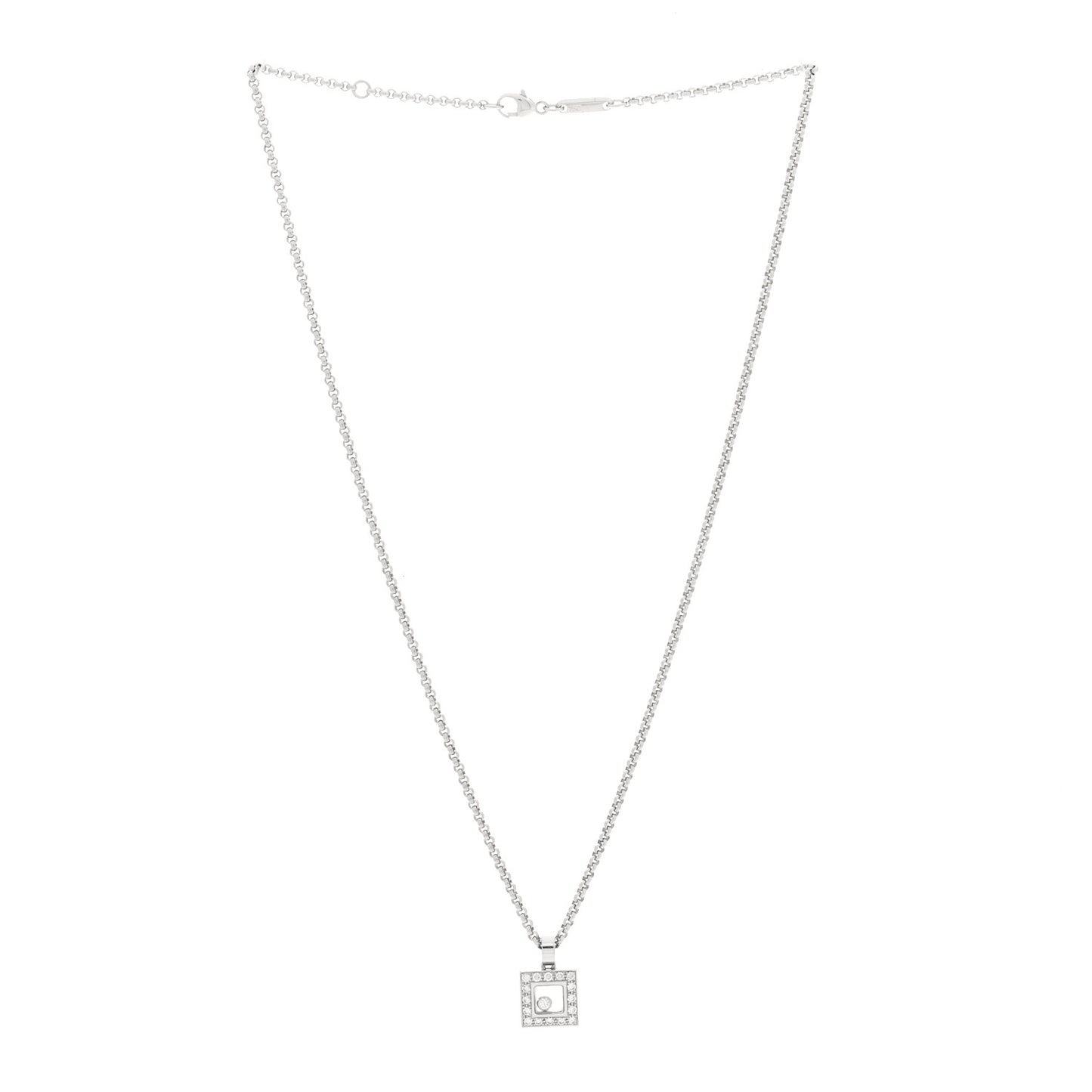 18k White Gold Happy Diamonds Icons Square Heart Necklace