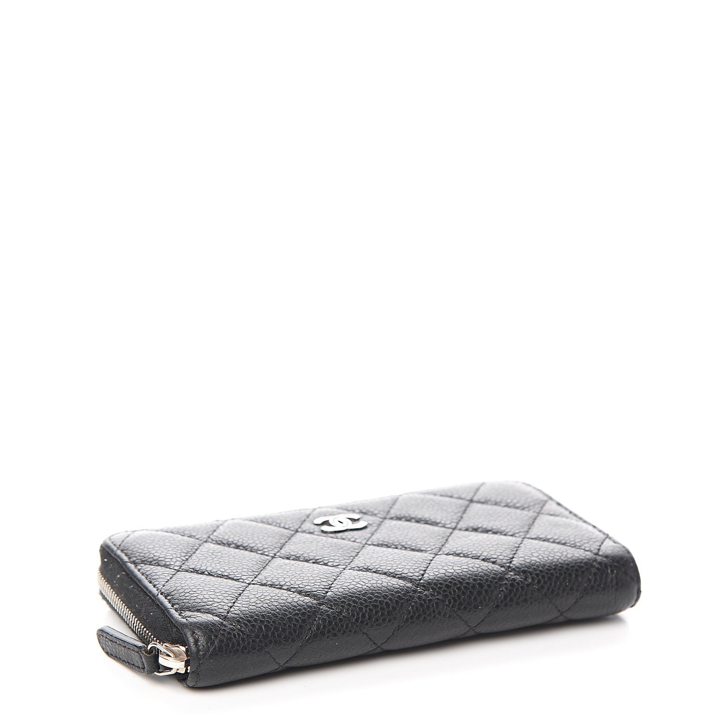 Caviar Quilted Small Gusset Zip Around Wallet Black