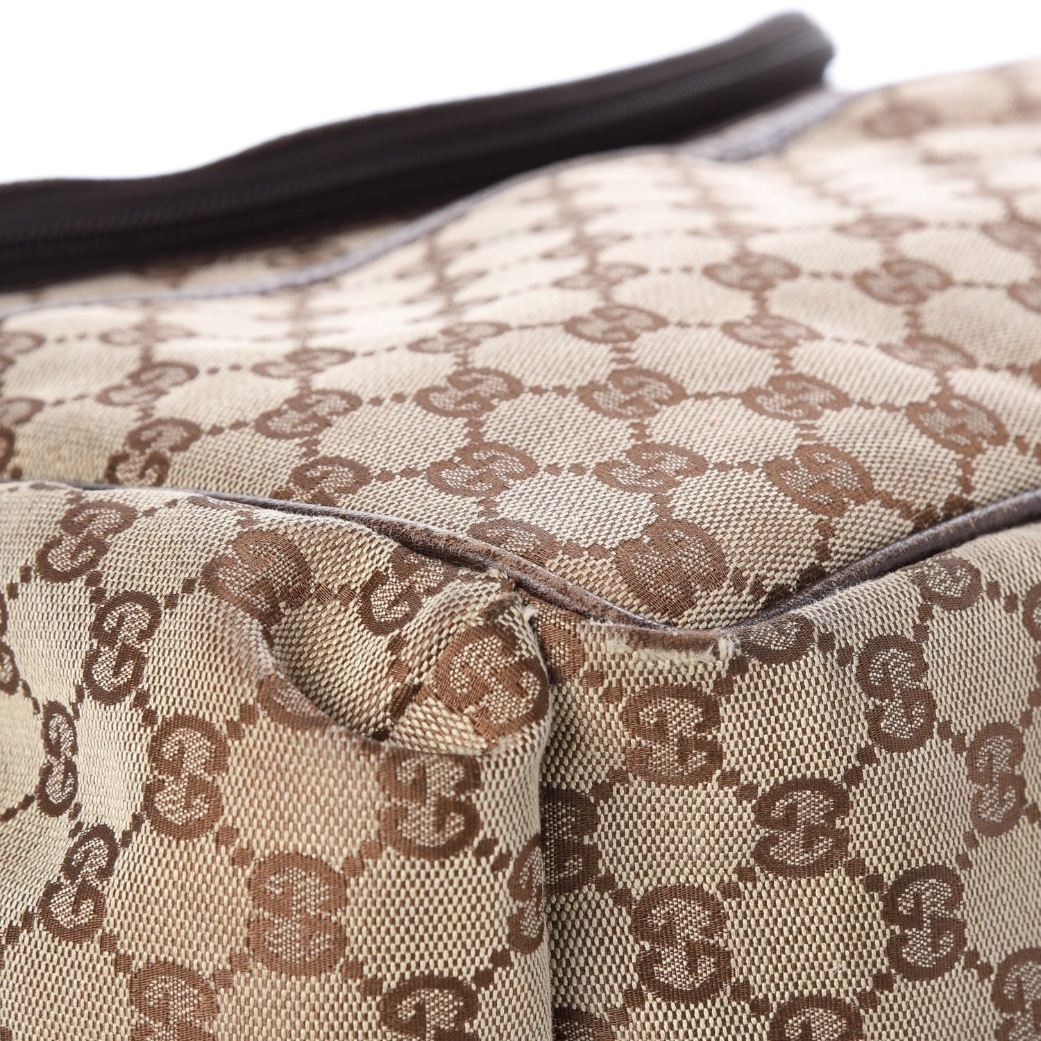 Gucci Monogram Natural Pigskin Large Diaper Bag Beige Ebony Cocoa Dark Chocolate 12 of 15