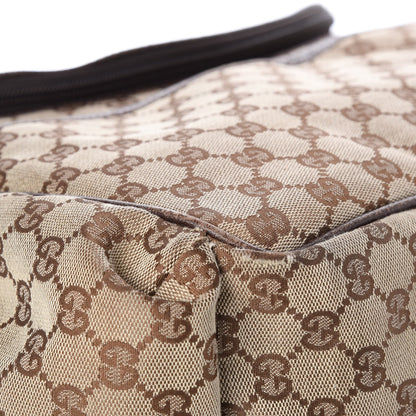 Gucci Monogram Natural Pigskin Large Diaper Bag Beige Ebony Cocoa Dark Chocolate 12 of 15