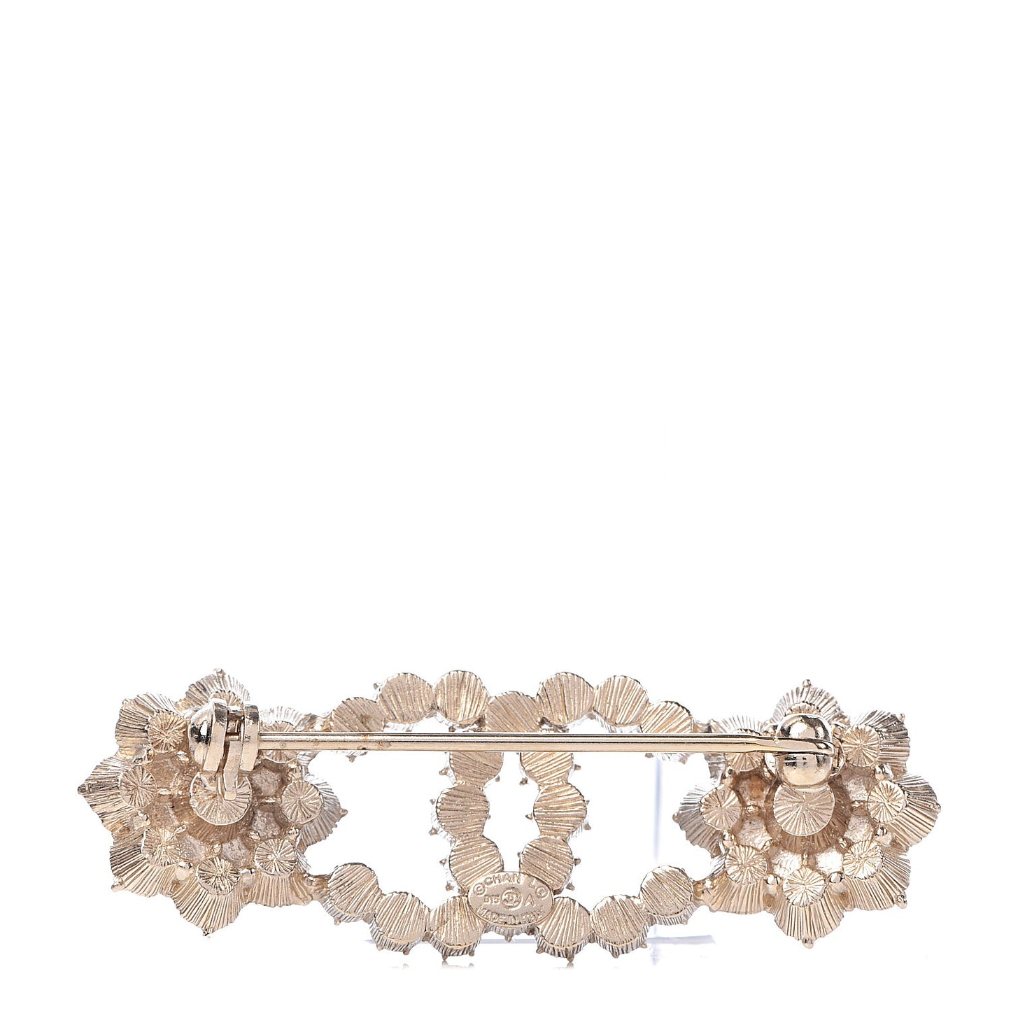 Crystal CC Flower Brooch Gold