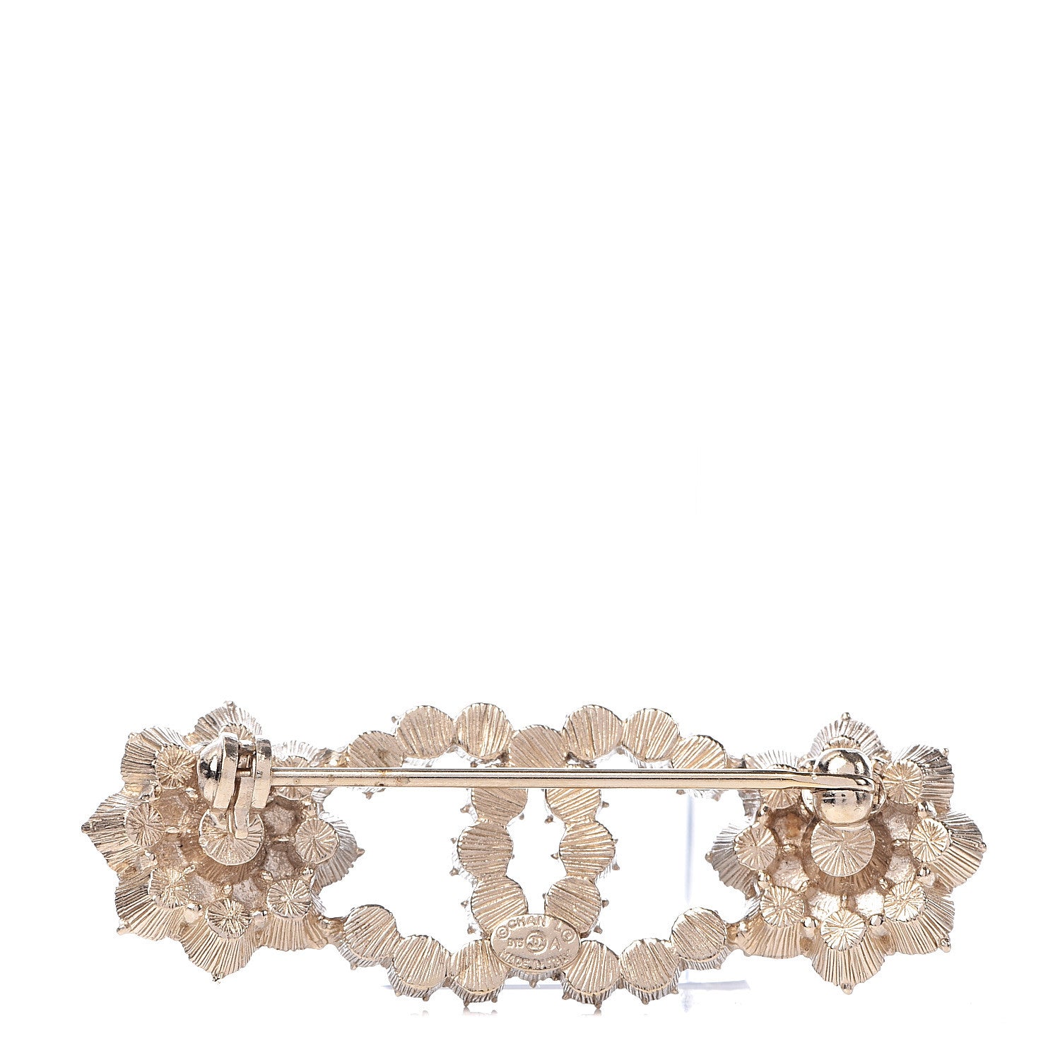Chanel Crystal CC Flower Brooch Gold 3 of 4