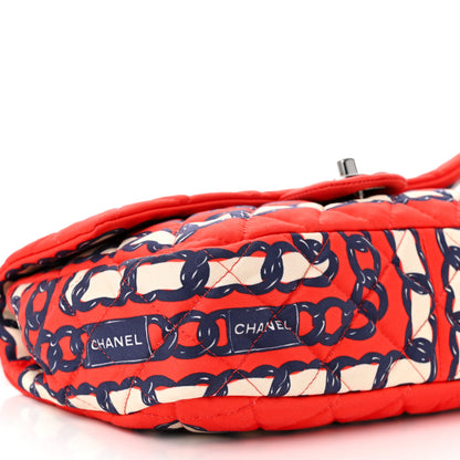 Chanel Silk Chain Printed Medium Single Flap Red 9 of 10