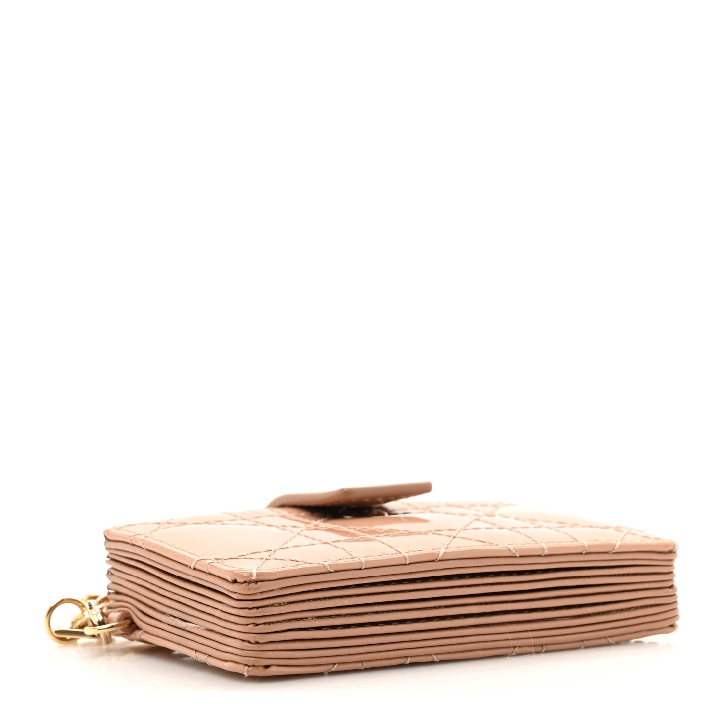 Patent Cannage Lady Dior 5-Gusset Card Holder Rose De Vents