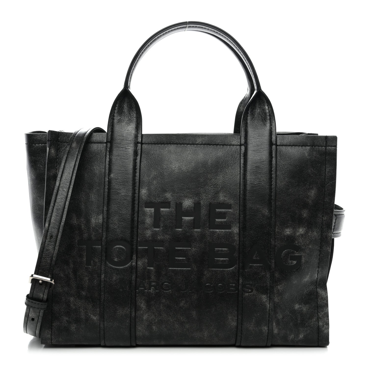 Marc Jacobs Distressed Calfskin Medium The Tote Bag Black 1820969