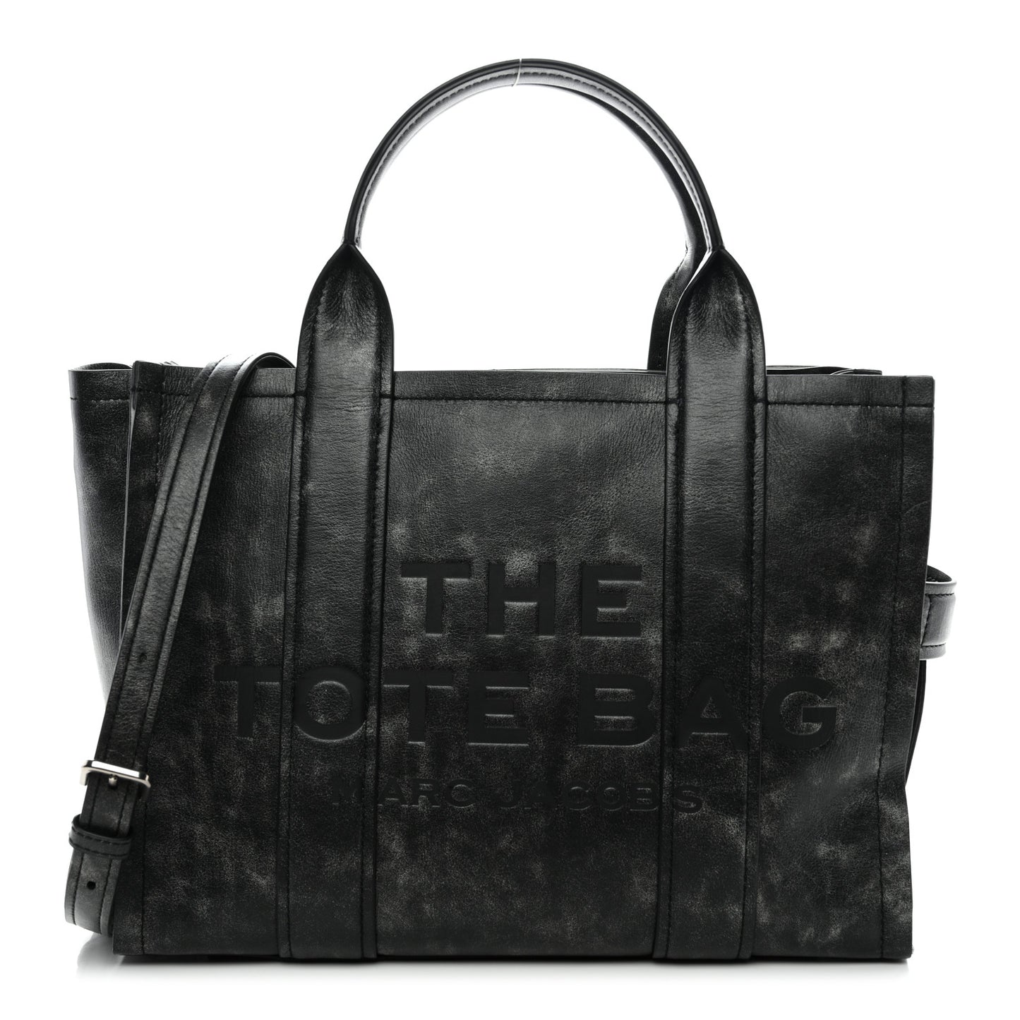 Distressed Calfskin Medium The Tote Bag Black