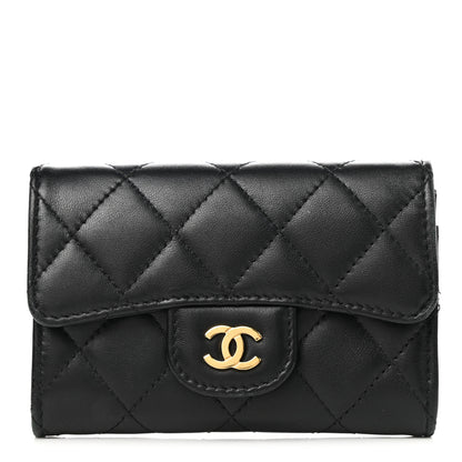 Chanel Lambskin Quilted Flap Card Holder Wallet Black 1 of 9