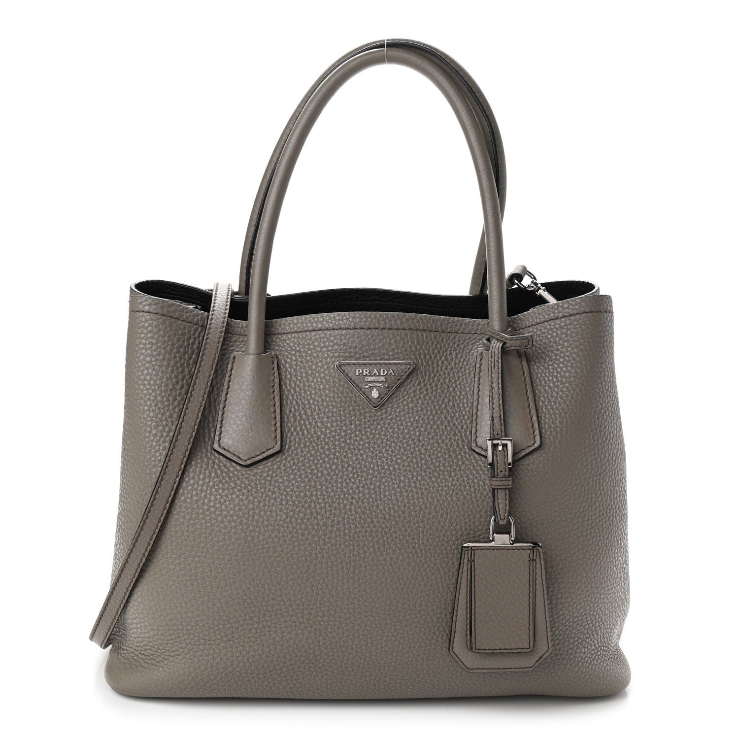 Prada Vitello Daino Small Double Bag Argilla Black 1 of 9