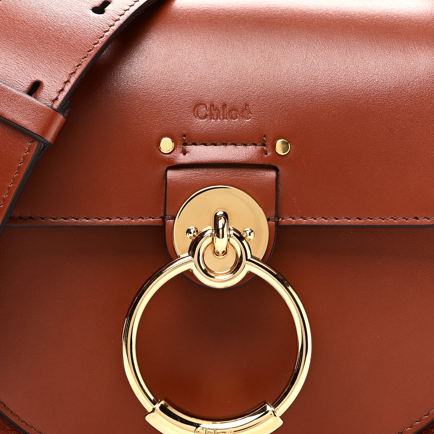 Chloe Calfskin Suede Small Tess Bag Sepia Brown 7 of 9
