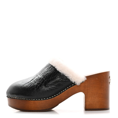 Chanel Crackled Sheepskin CC Mules 40 Black 1 of 12