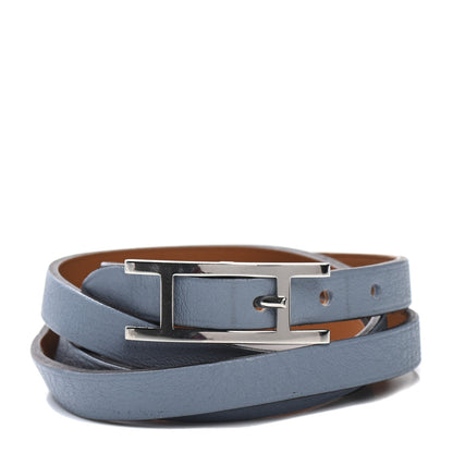 Hermes Swift Hapi 3 MM Triple Tour Wrap Bracelet S Bleu Lin 1 of 5