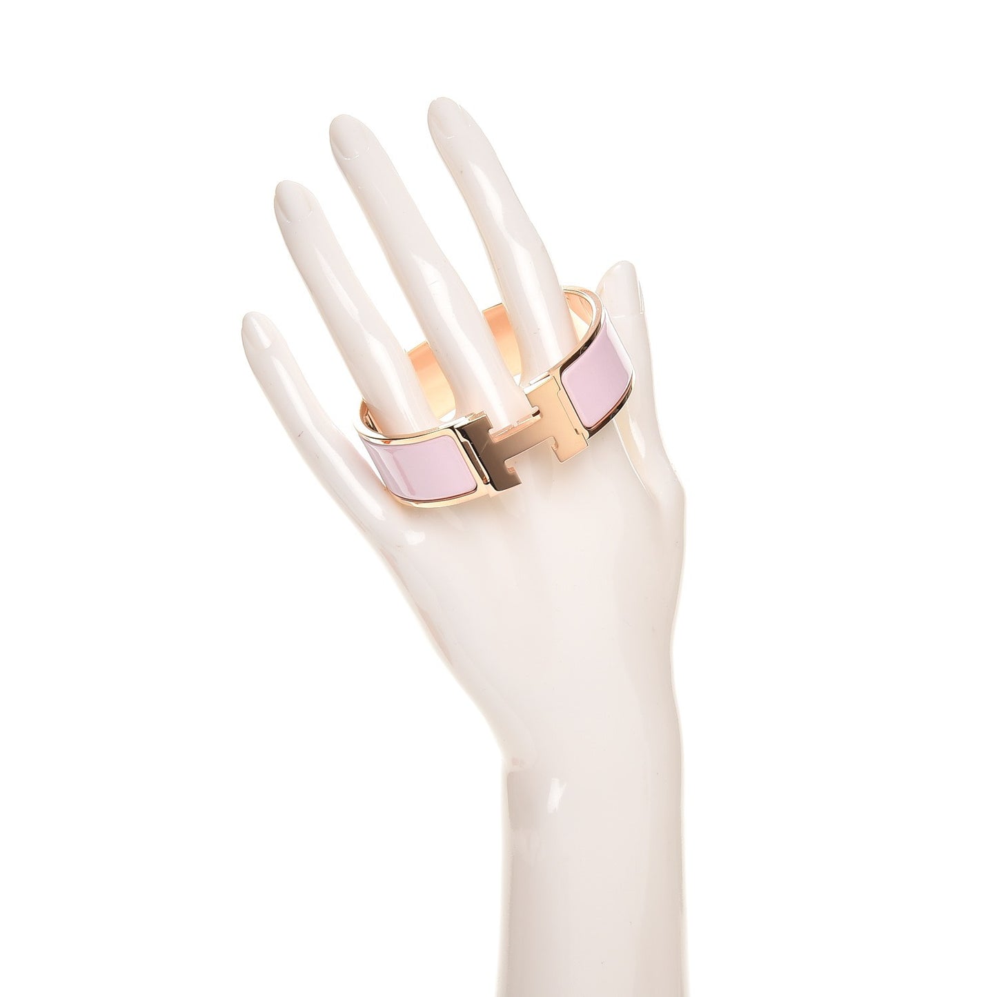 Enamel Wide Clic Clac H Bracelet GM Rose Dragee