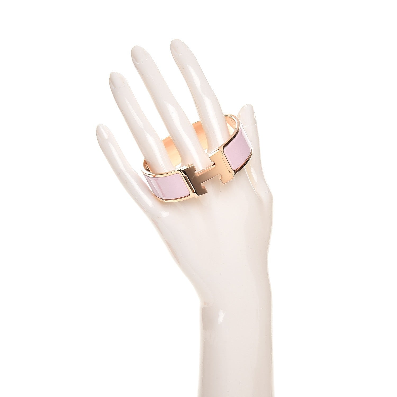 Hermes Enamel Wide Clic Clac H Bracelet GM Rose Dragee 2 of 6