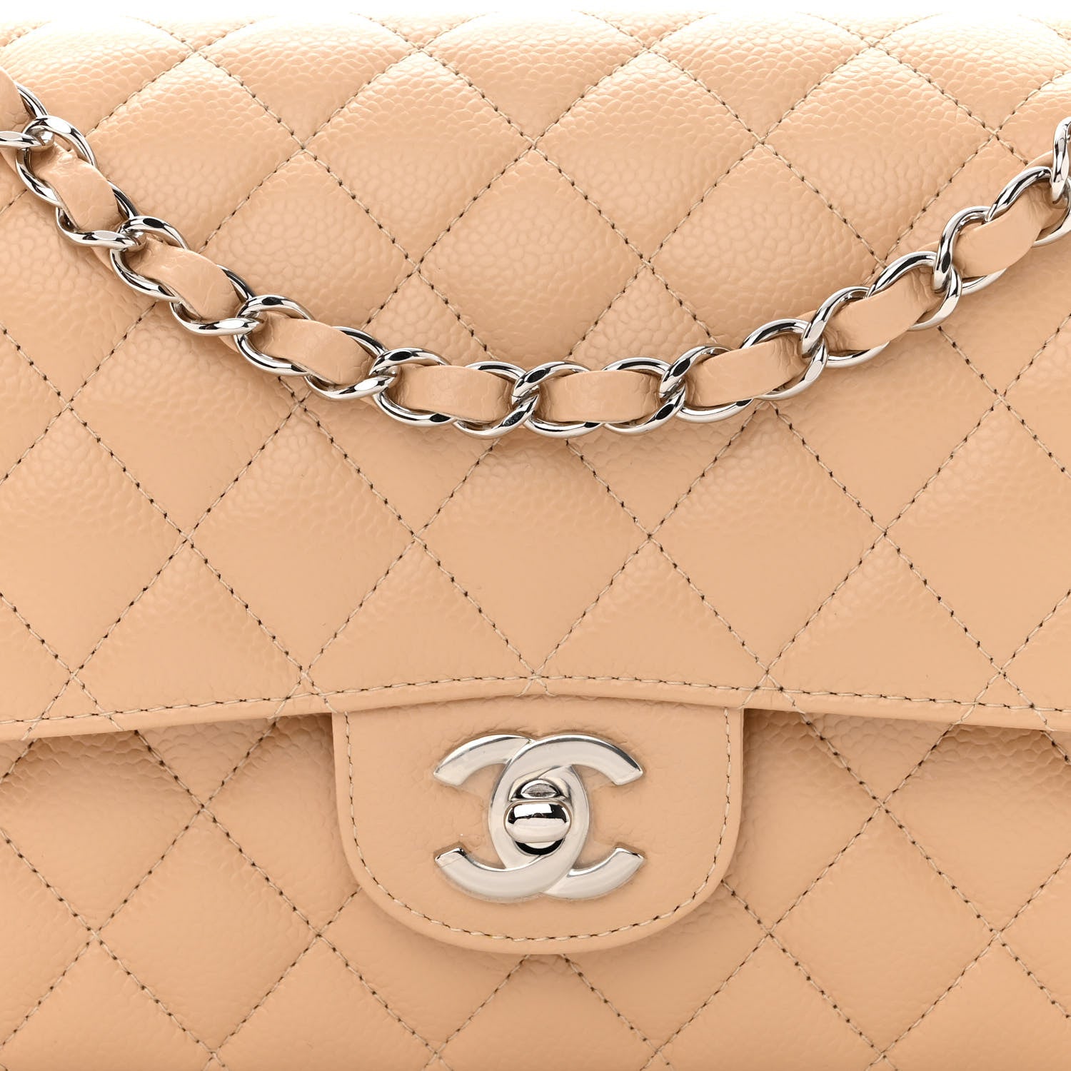 Chanel Caviar Quilted Medium Double Flap Beige 8 of 11