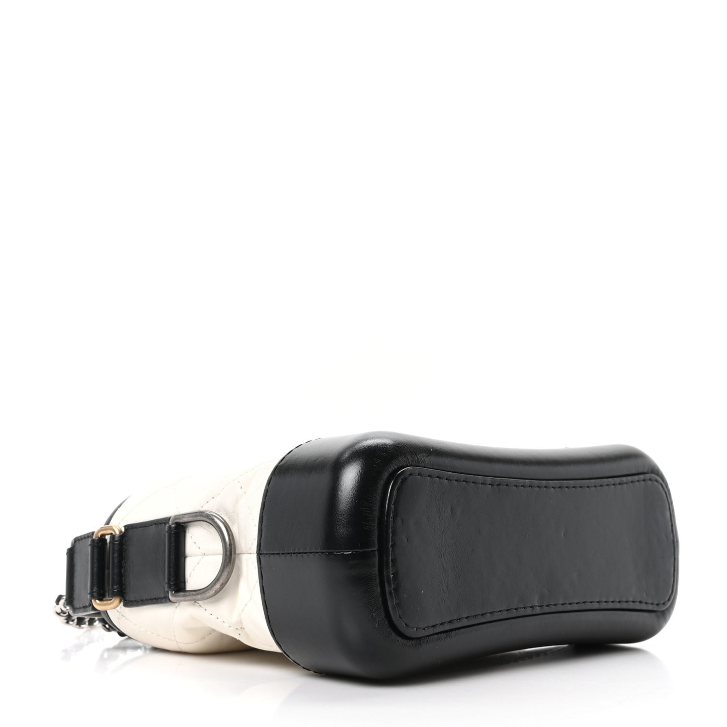 Aged Calfskin Quilted Small Gabrielle Hobo Black White