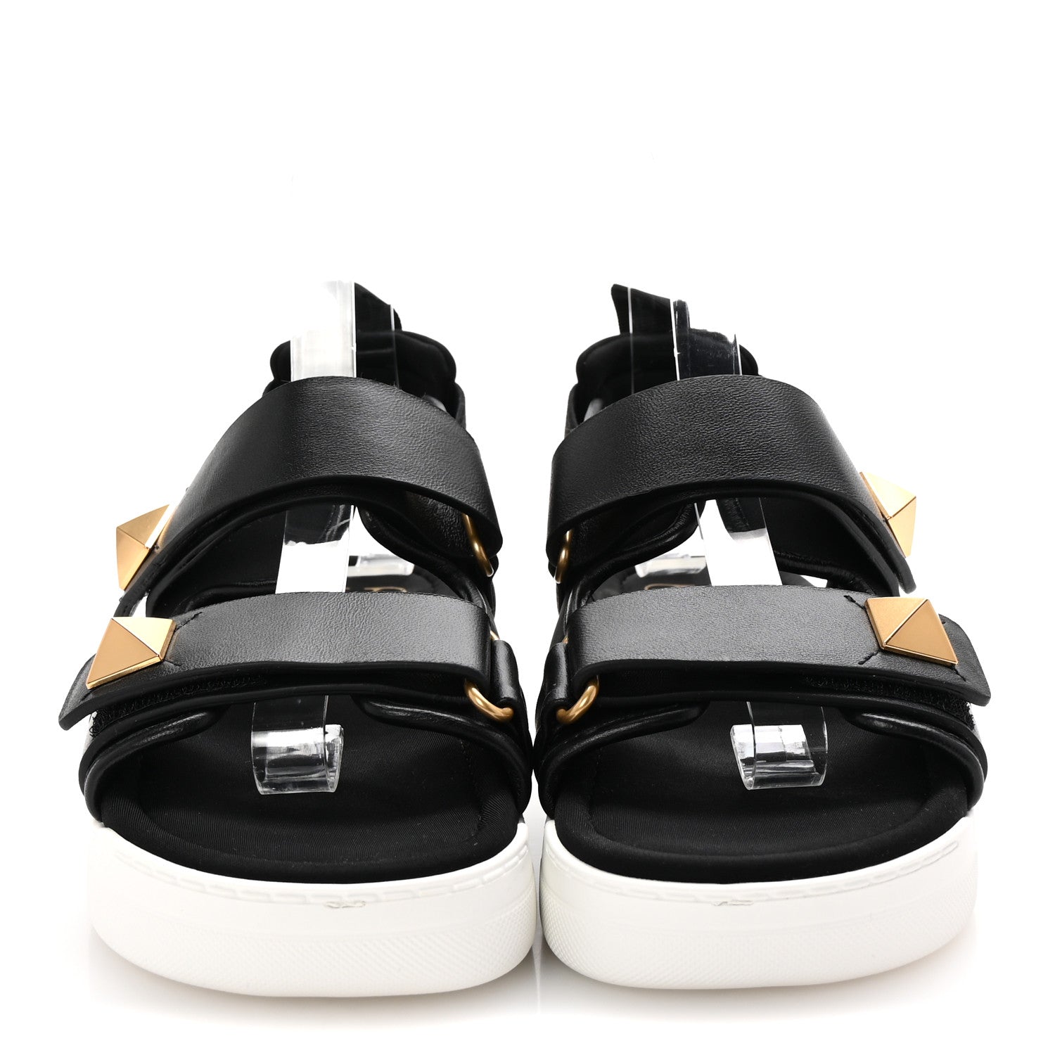 Valentino Garavani Nappa Neoprene Roman Stud Velcro Sandals 36 Black 3 of 8