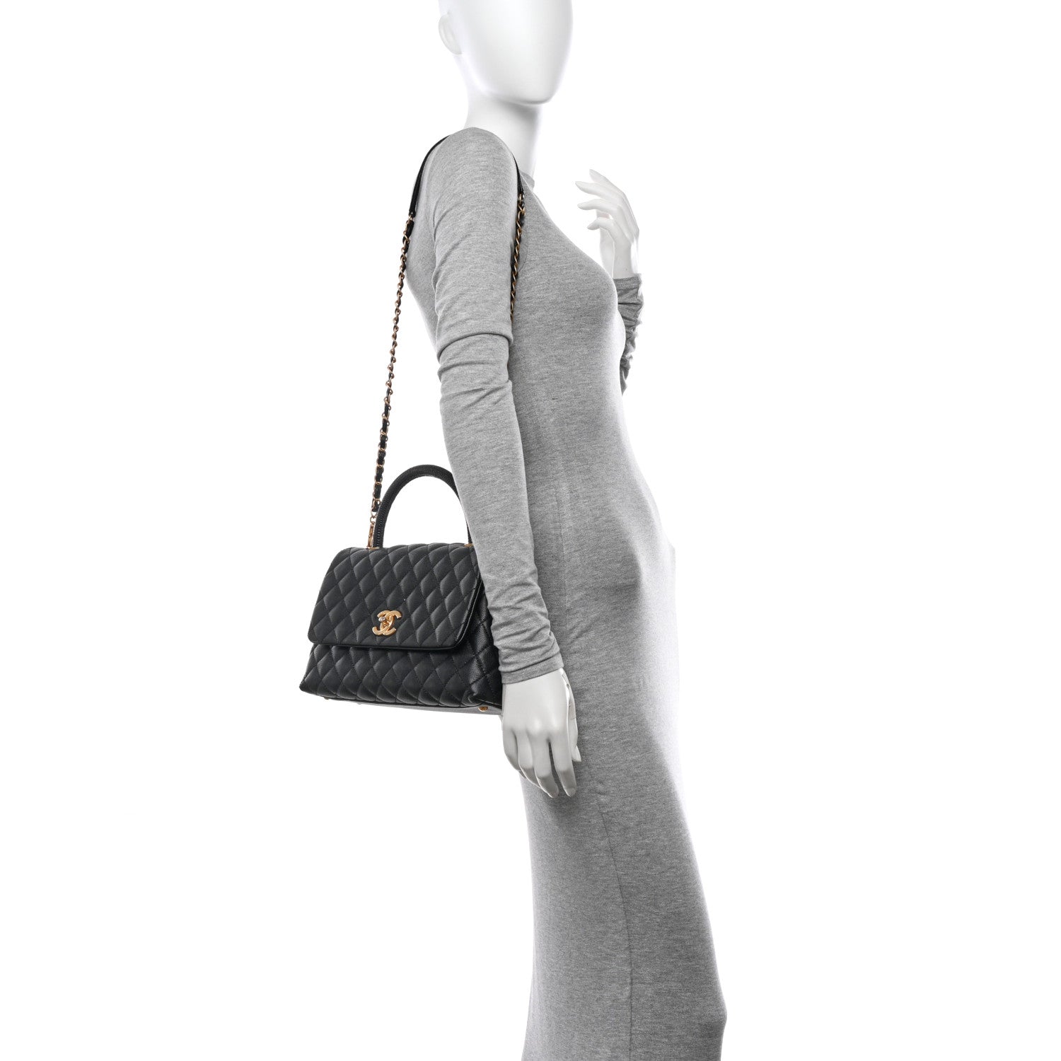 Chanel Caviar Lizard Quilted Small Coco Handle Flap Black 2 of 11