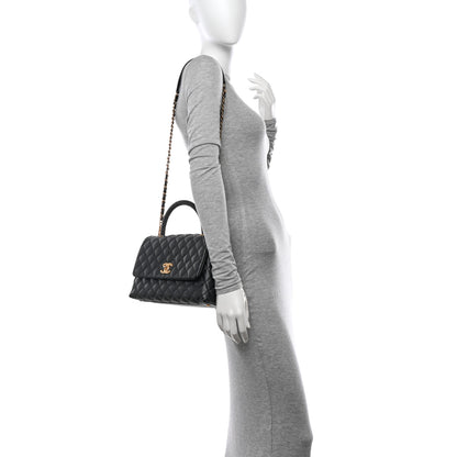 Chanel Caviar Lizard Quilted Small Coco Handle Flap Black 2 of 11