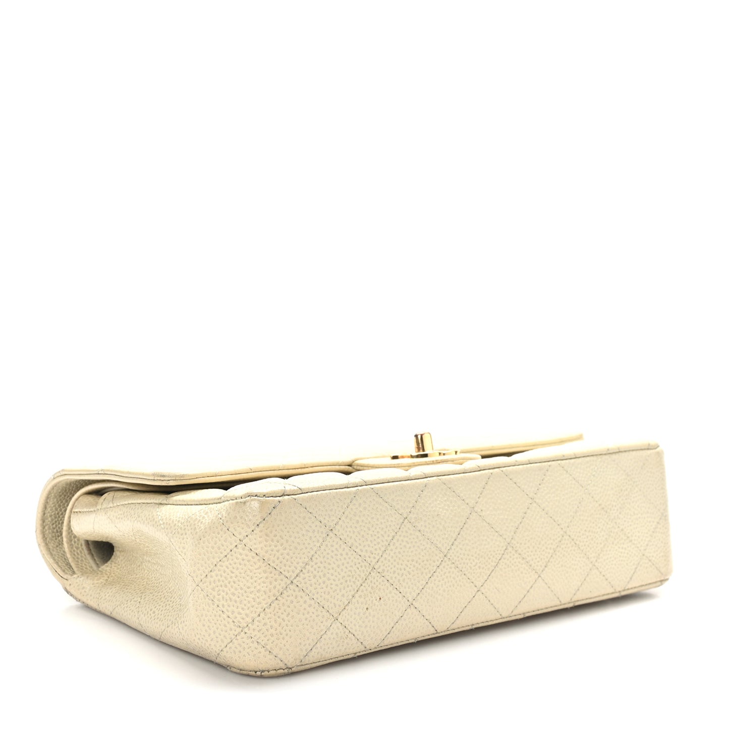 Caviar Quilted Medium Double Flap White