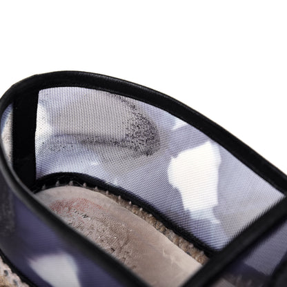 Chanel Mesh Lambskin Check Print CC Espadrilles 37 Blue Black White 12 of 21
