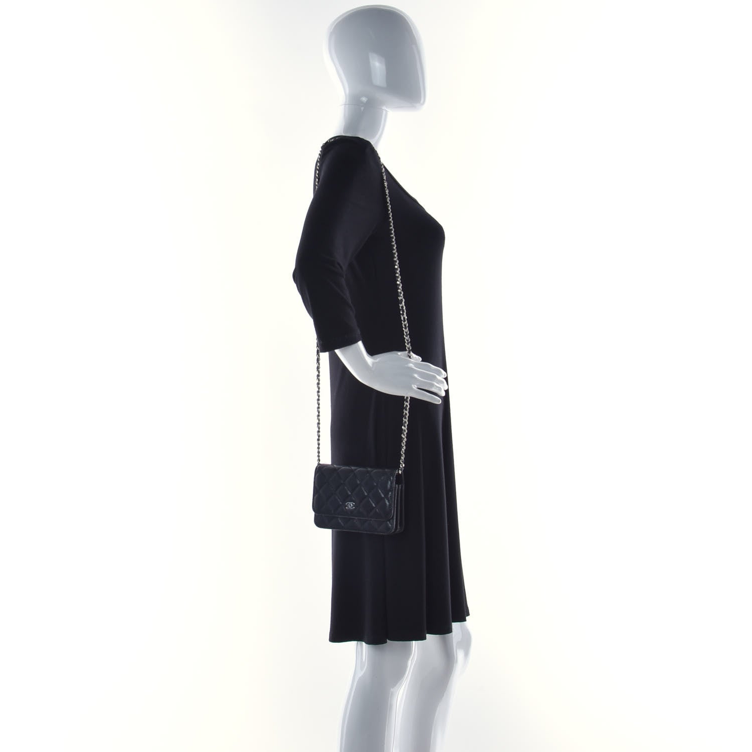Chanel Caviar Quilted Mini Wallet On Chain WOC Black 2 of 11