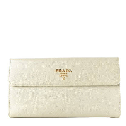 Prada Saffiano Metal Continental Wallet Talco 1 of 9