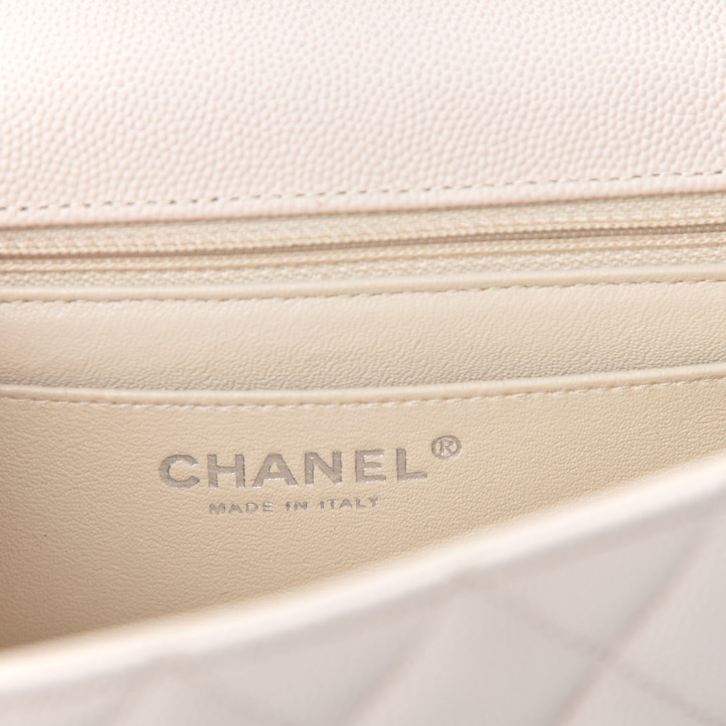 Caviar Quilted Mini Rectangular Flap White