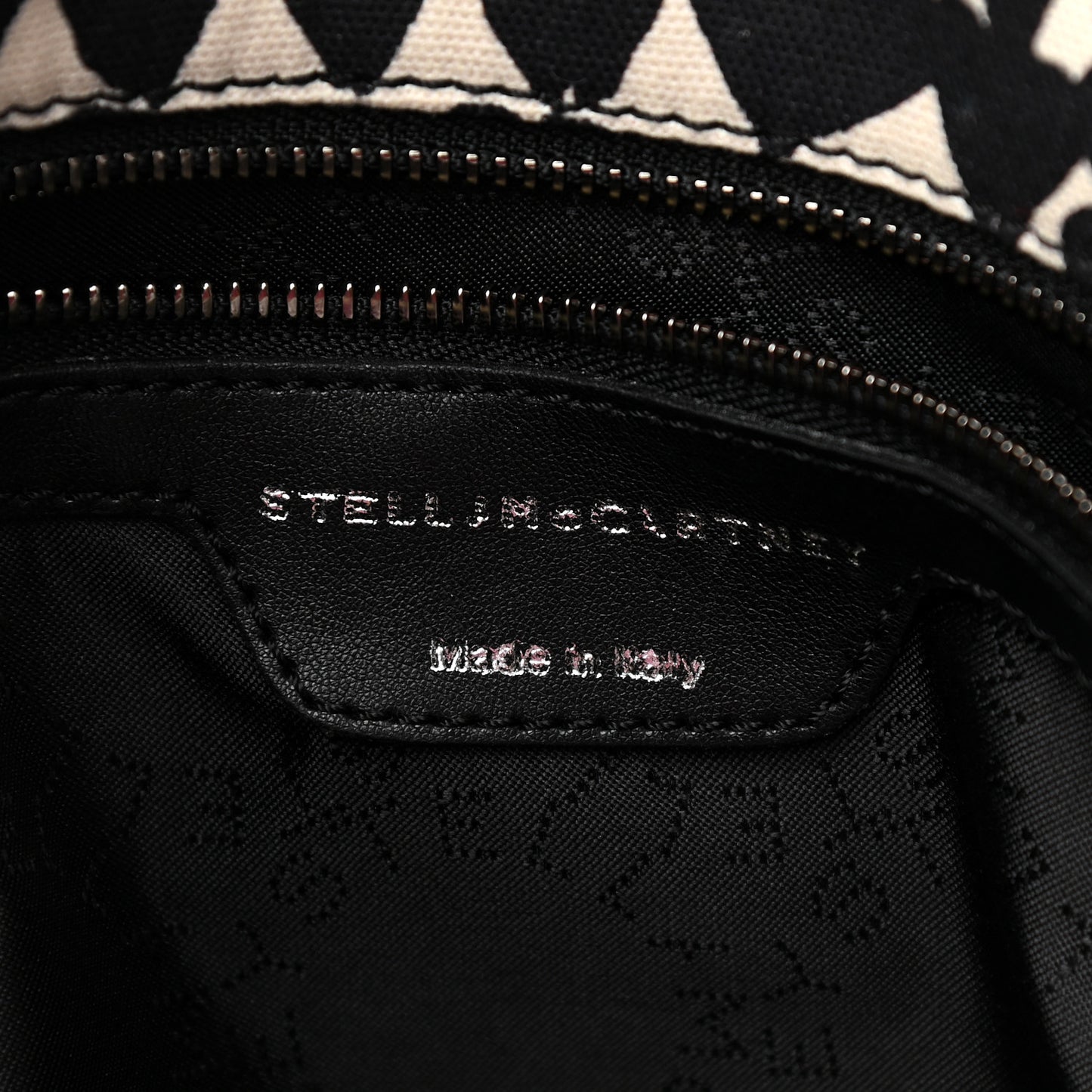 Cotton Canvas Hearts Falabella Fold Over Tote Black White