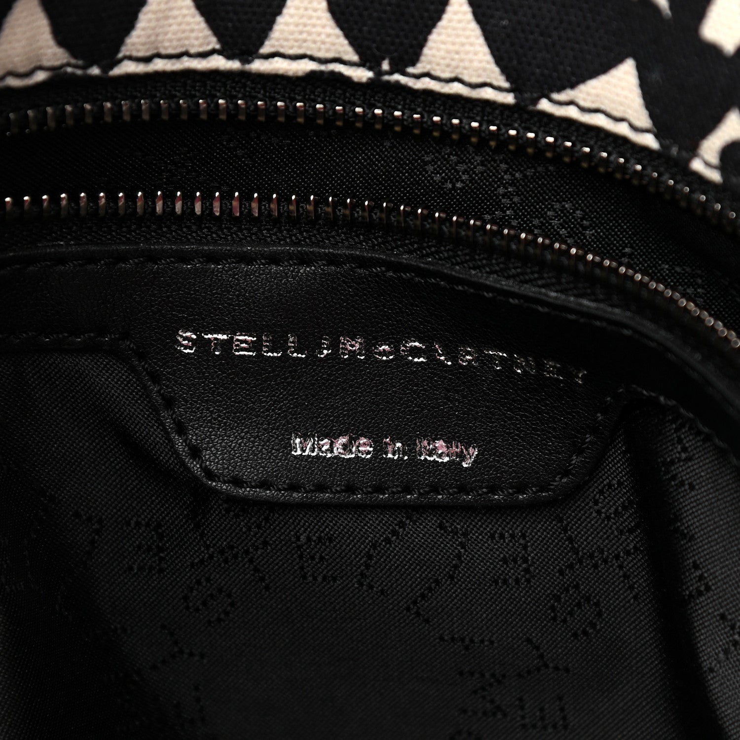 Stella McCartney Cotton Canvas Hearts Falabella Fold Over Tote Black White 6 of 9