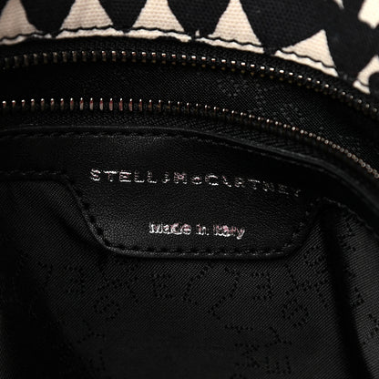 Stella McCartney Cotton Canvas Hearts Falabella Fold Over Tote Black White 6 of 9