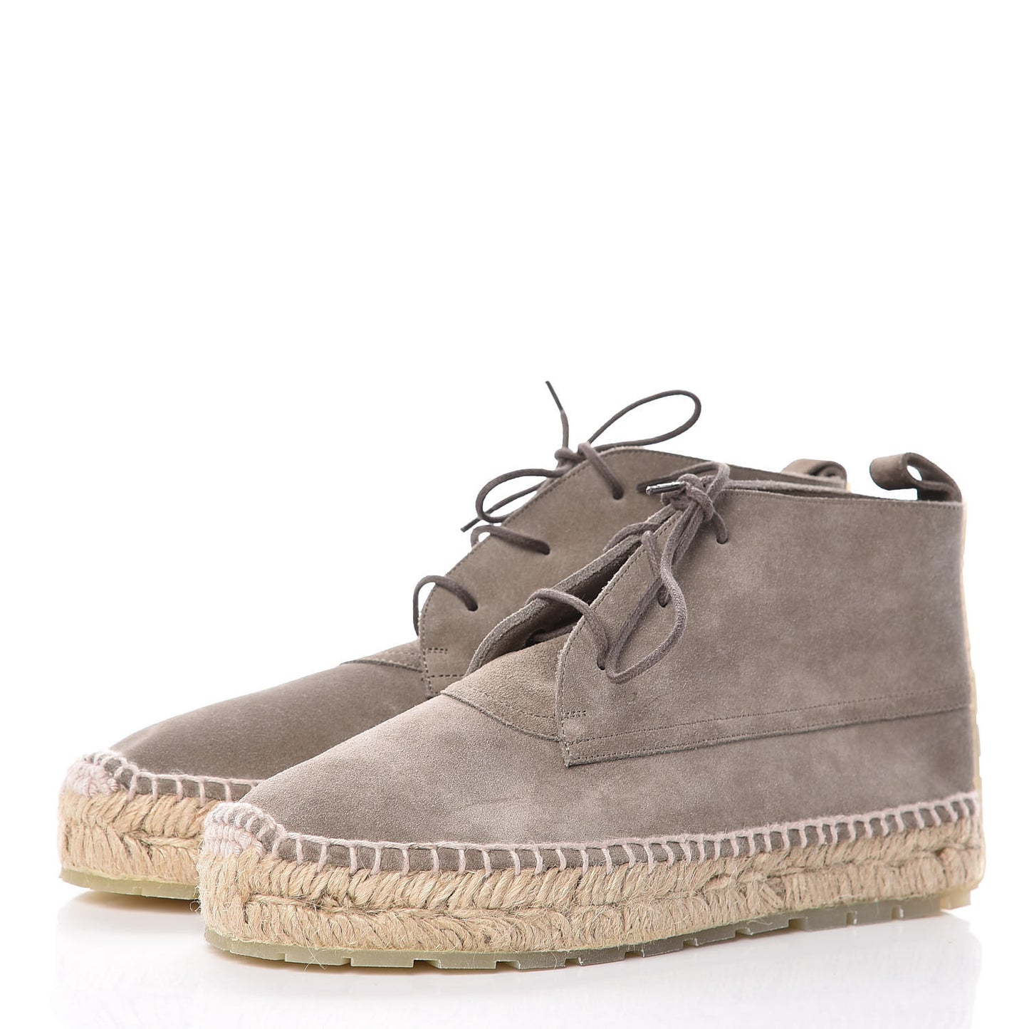 Suede Espadrille Ankle Boots 36 Gris Galet