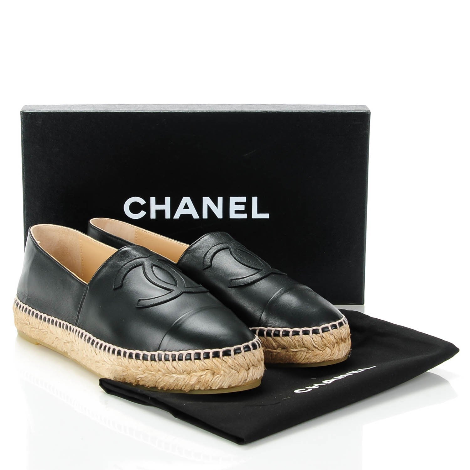 Chanel Lambskin CC Espadrilles 38 Black 5 of 9