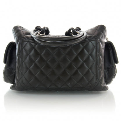Chanel Calfskin Quilted Large Cambon Multipocket Reporter Black White 3 of 10