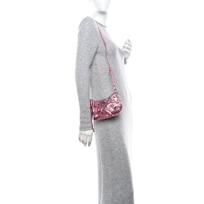 Balenciaga Metallic Agneau Arena Crystal Le Cagole Mini Purse With Chain Met Pink 2 of 11